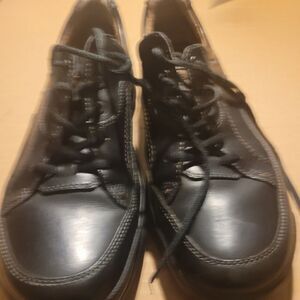 ECCO Men's sz 46/12 Dark brown lace up slip on shoe very comfortable slip proof